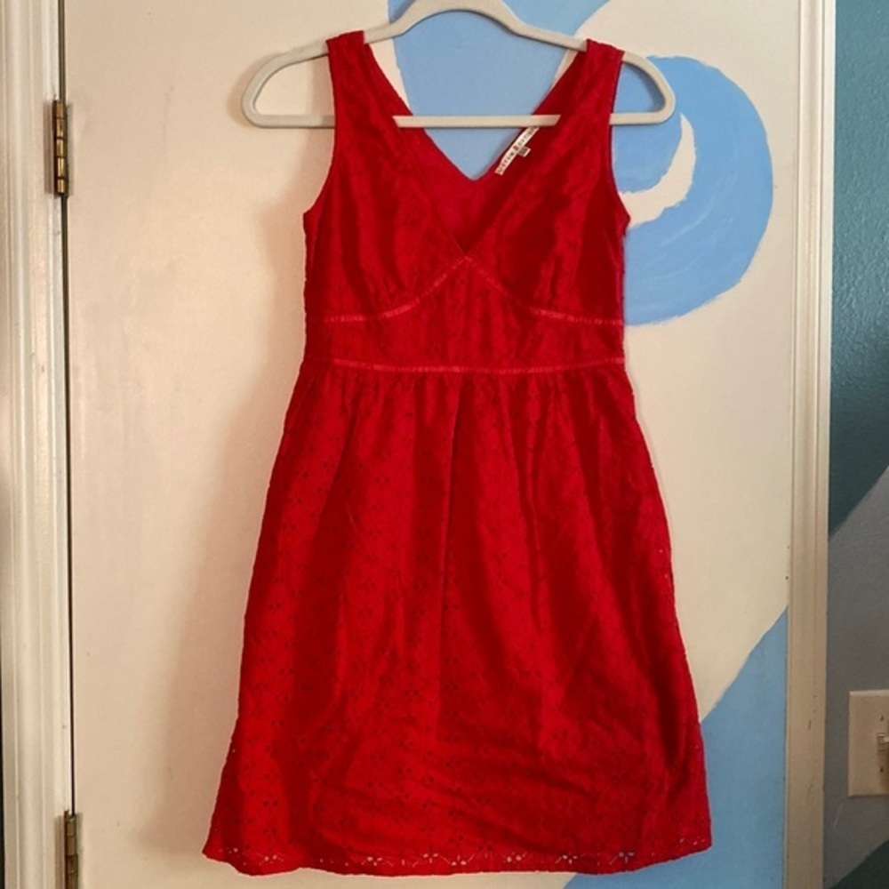 Uttam Boutique red eyelet dress 2/4‎